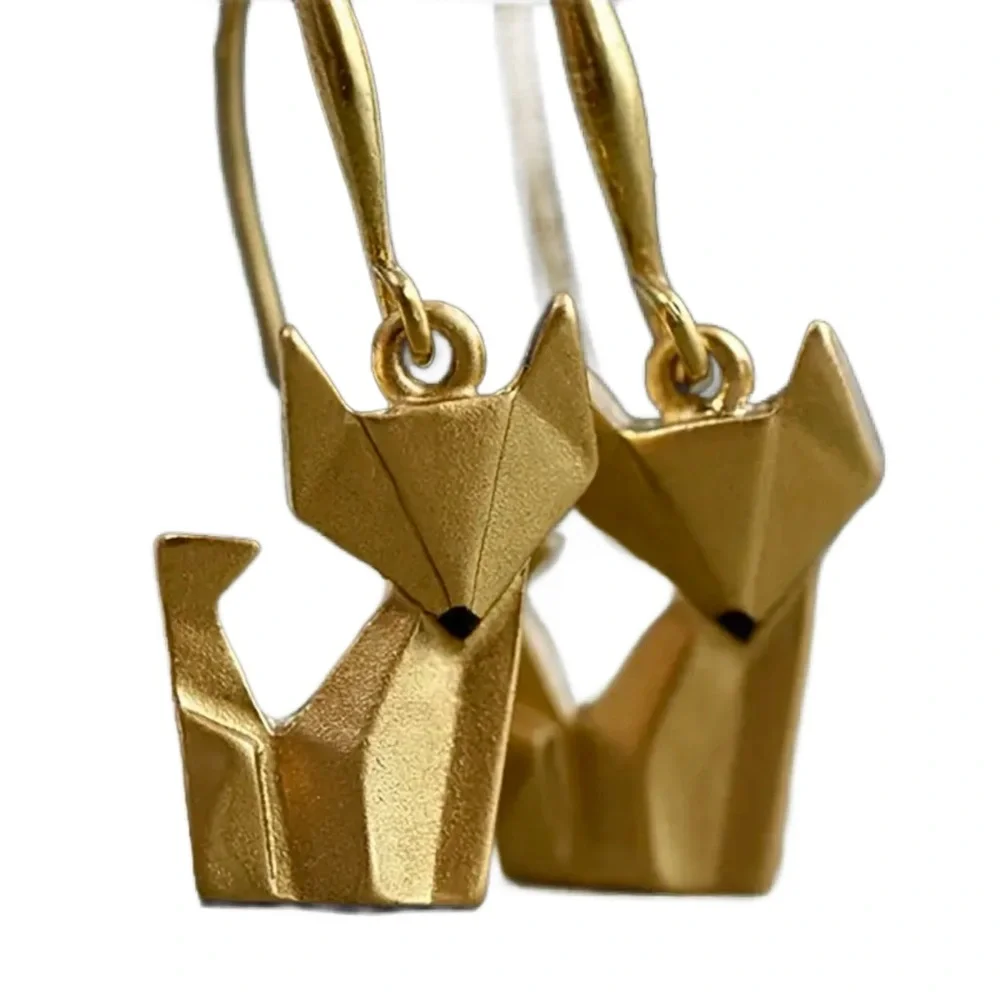 Origami Fox Dangle Earrings